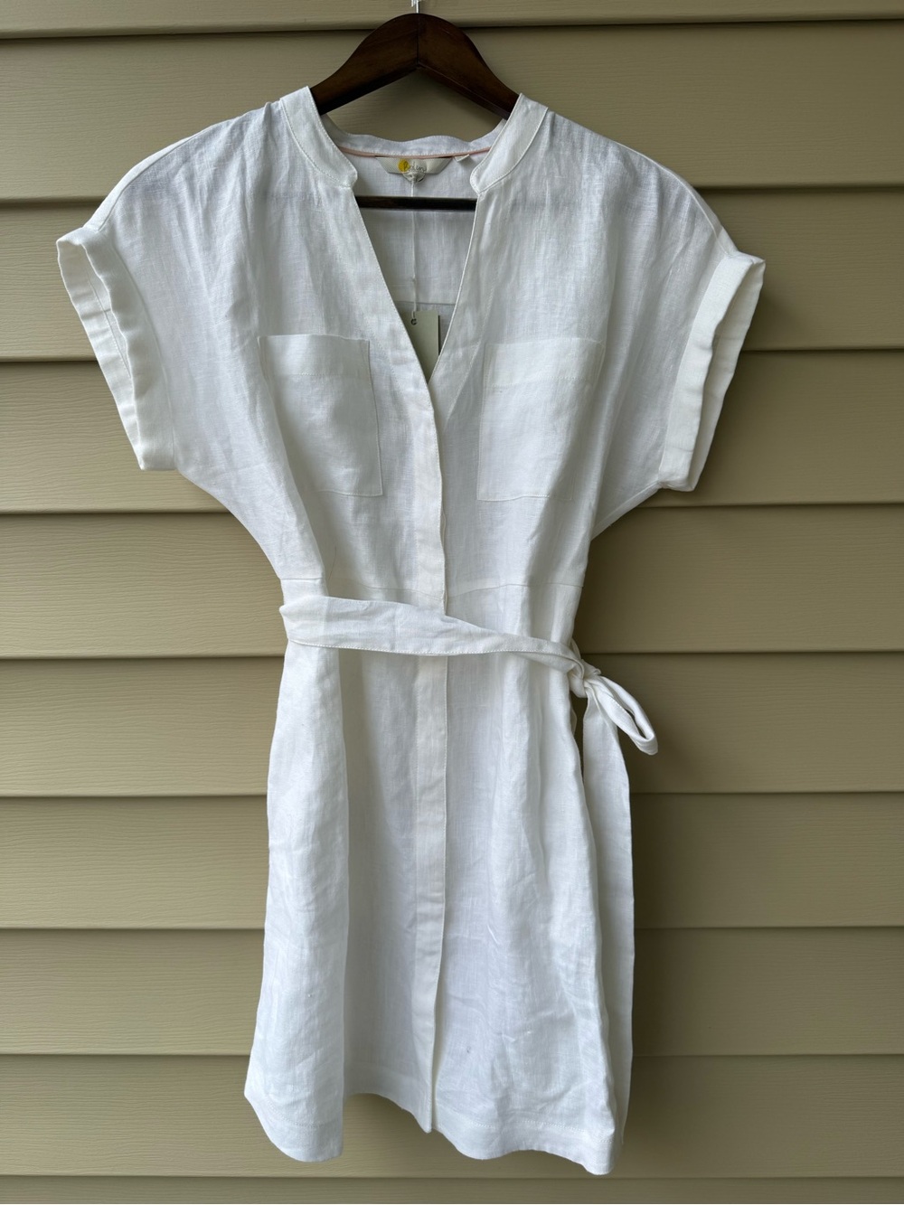Boden White 100% Linen Petite Wrap Shirt Dress NWT US 6P